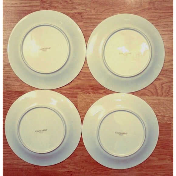 Charlton Hall Salad Plates White China Poinsettias Red Green Christmas Holiday - Picture 2 of 3